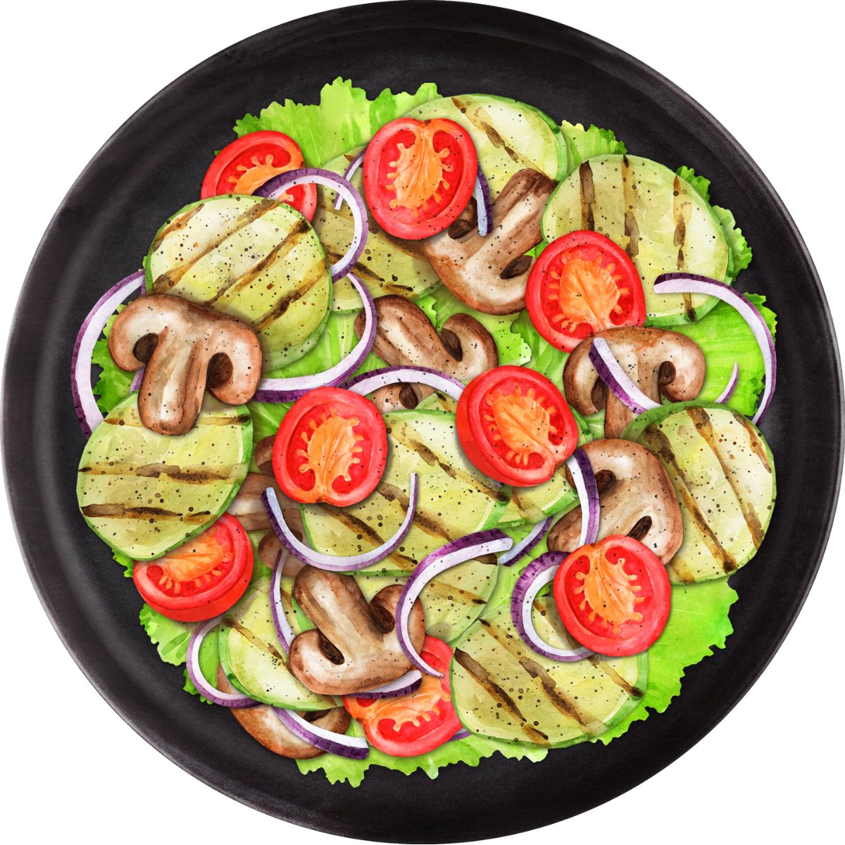 Illustration eines Low-Carb Salates, mythen rund ums abnehmen