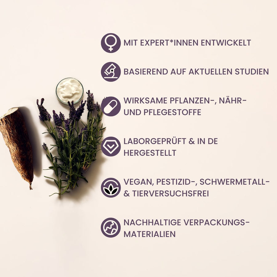 Infographik mit Inhaltsstoffen von shine und Vorteilen